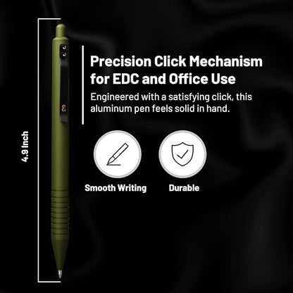 Everyman OD Green Super Matte Grafton Pen & Refill Set | Refillable Metal 0.7mm Gel Pen with 3 Smooth Black Ink Refills | Premium EDC Writing Tool for Office, Work, Travel & Gifting - color: OD Green, style: Pen with Refills Bundle