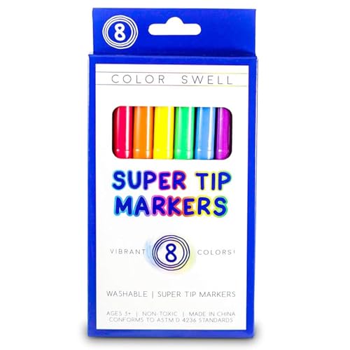 Color Swell Bulk Super Tip Markers, 1 Pack, 8 Colors per Pack (8 Total) - size: 1 Pack | 8 Markers