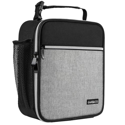 Lunch Bag, Durable Insulated Lunch Box Reusable Adults Tote Bag Lunch Box Durable Reusable for Adults (Black-Light Gray) - color: Black-Light Gray