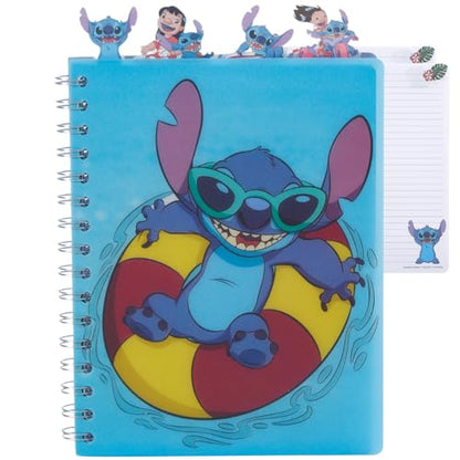Disney Lilo and Stitch Tab Journal Notebook, Spiral Bound, 96 Lined Pages, 8 x 7 inches, Blue - style: Lilo and Stitch