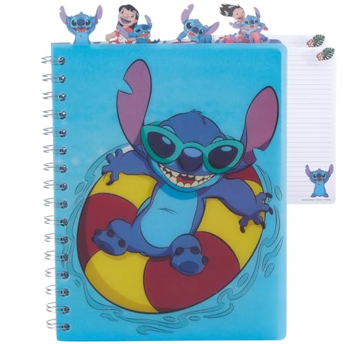 Disney Lilo and Stitch Tab Journal Notebook, Spiral Bound, 96 Lined Pages, 8 x 7 inches, Blue - style: Lilo and Stitch