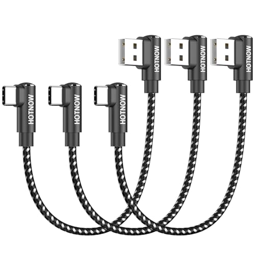 Short USB C Cable Right Angle 0.5ft 3Pack, 6 inch USB C Charger Cable Nylon Braided Fast Charging Cord for iPhone 15 16,Power Bank and Other Type c Devices - color: Black, size: 0.5FT