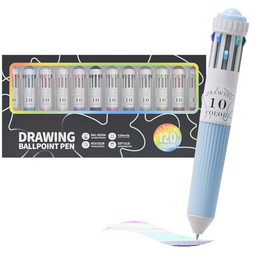 116 Colors Multicolor Pens, 12 Pack 10-in-1 | Retractable Ballpoint Pens, 0.8mm Smooth Writing Colored Pens with Rolling Top for Journaling, Adults, Artists - color: 120PCS-116 Colors