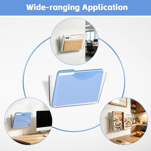SUPEASY Clear Acrylic Wall File Organizer, One-Piece Wall Mount File Holder for Mail Magazines Letter Size Folders, Single Pocket for Office, Home or Classroom, 3 Pack Screws Not Included - size: 3 Pack