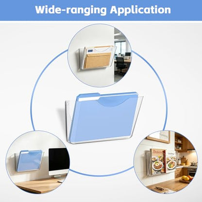 SUPEASY Clear Acrylic Wall File Organizer, One-Piece Wall Mount File Holder for Mail Magazines Letter Size Folders, Single Pocket for Office, Home or Classroom, 3 Pack Screws Not Included - size: 3 Pack