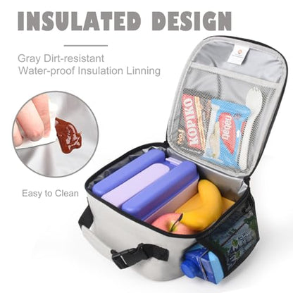 CaCTOUR Lunch Box Kids,Premium Insulated Lunch Bag for Girls Boys,Soft Bag Mini Cooler Back to School Thermal Reusable Lunch Bag for Work School Picnic (Gray) - color: B-Gray