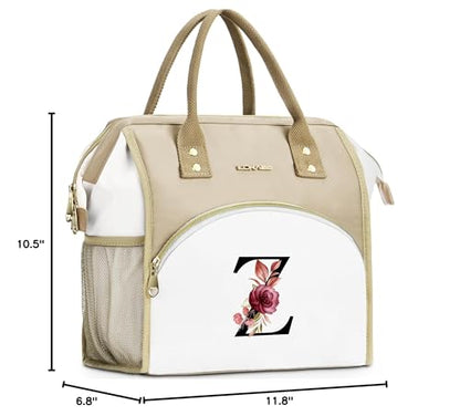 Initial Lunch Bag Women, Cooler Insulated Lunch Bag, Large Adult Leakproof Lunch Box for Picnic Work, Personalized Tote Bag, Birthday Gifts/Mother's Day Gifts, Letter Z. - color: Z