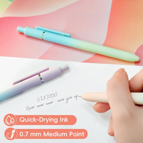 UIXJODO Gel Pens, 5 Pcs Black Ink Pens for Women, 0.7mm Medium Point Smooth Writing Pens with Silicone Grip, High-End Series Metal Clip Retractable Pens for Journaling Note Taking (5 Pcs Pastel) - color: 5 Pcs Pastel