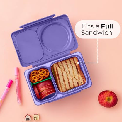 Omie OmieBox UP bento Box for Kids | Insulated Lunch Box | Leak Proof Vacuum Insulated Thermal Food jar | Cooler ice Pack | 2 Compartments (Galaxy Purple) - color: Galaxy Purple