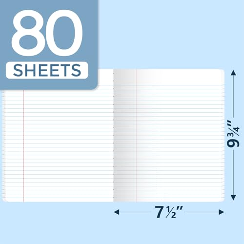 SUNEE Composition Notebook, Wide Ruled Paper, Home School Supplies for College Students & K-12, 9-3/4" x 7-1/2", 80 Sheets/160 Pages, Pink - color: Pink