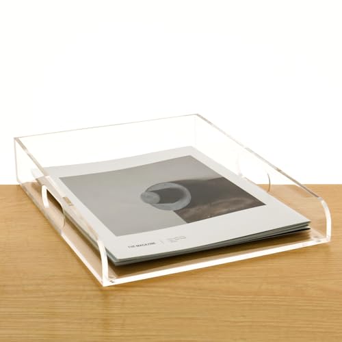 Clear Acrylic Paper Trays, Desk File Organizer, A4 Paper Holder, Low-Profile Desk File Sorter for Office/Home, Clear Stackable Letter Tray for Bills, Crafts, Notebooks - Vertical - size: 9.5" x 12.4" x 2.2"
