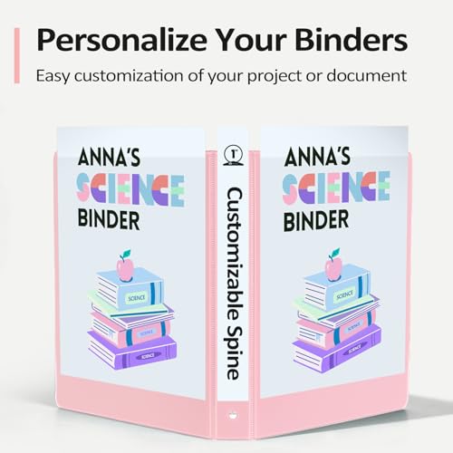 4 Pack Extra Durable 3 Ring Binders 2 Inch, Sooez 2” Three Ring Binder, Eco-Friendly & PVC Free, Customizable Clear View Cover for Letter Size 8.5 x 11 Paper, Pastels School Office Supplies for Girl - size: 2 Inch