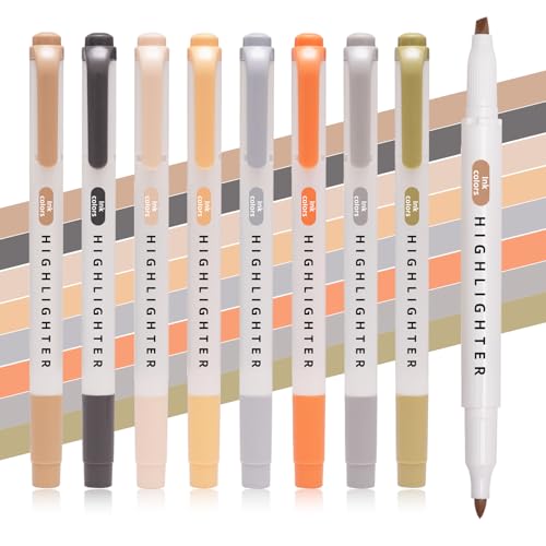 Pastel Highlighters Set, 8 Pack Highlighters Assorted Colors, Bible Highlighter No Bleed, Quick Dry Dual Tip Unique Retro Colors Highlighter Markers for Bible Journals, Easter Gifts - color: Retro
