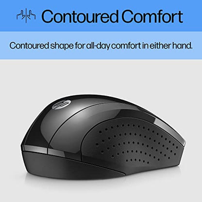 HP X3000 G3 Wireless Mouse - Black, 15-Month Battery, Side Grips for Control, Travel-Friendly, Blue LED, Powerful 1600 DPI Optical Sensor, Compatible with Wins PC/Laptop, Mac, Chromebook (683N7AA) - color: Black