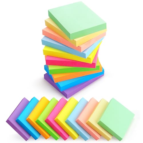 Eastern Wolf Sticky Notes 1.5x2 Self-Stick Notes 10 Bright Multi Colors Sticky Notes 20 Pads 100 Sheet/Pad - color: 20 Pads