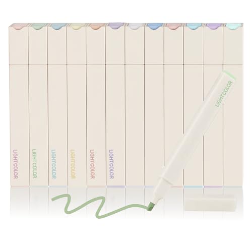 12 Pack Pastel Highlighters Set – Soft Chisel Tip Pastel Markers for Bible Marking, Reading, Drawing – Multicolor Kawaii Stationary – Aesthetic Highlighters for Office School Supplies(Light Color) - color: Light Color