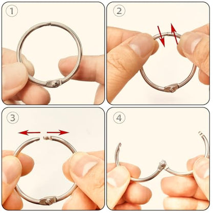 (40Pack)Book Rings 1 Inch Binder Rings with Metal Single Hole Punch | Nickel Plated Steel Paper Rings Metal Rings for Index Cards,Flash Card rings,Silver