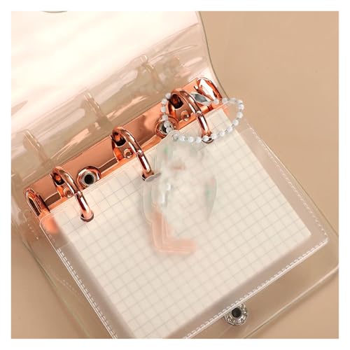 NSKQUFDNFKA JIANWU Cute Mini 3 Ring Loose-leaf Book Transparent Portable Student Journal Binder Notebook Kawaii Stationery School Supplies(Blank 80sheets)
