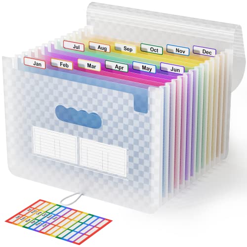 ABC life 12-Pocket Accordion File Organizer, Expandable File Folder with Colorful A-Z Tabs, Portable Bill & Receipt Organizer, Desktop Letter/A4 Document Storage for Home & Office-Blue - color: Blue