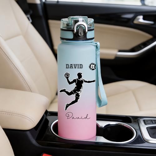 Personalized Water Bottles for Sports Lovers | Custom Name Silhouette Gradient Plastic Gym Bottle | Birthday Sports Gifts for Athletes