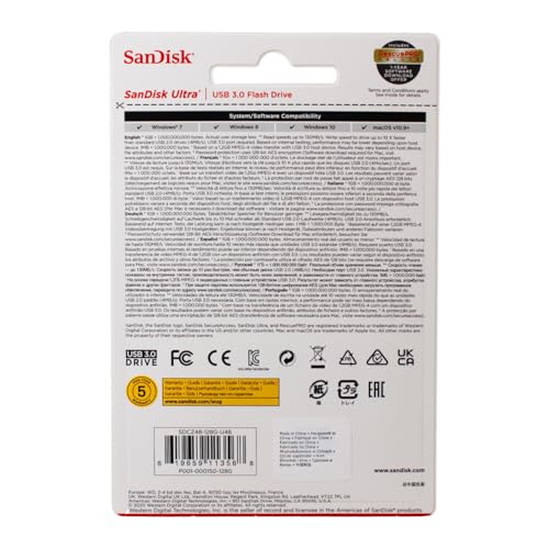SANDISK 128GB Ultra USB 3.0 Flash Drive - SDCZ48-128G-U46, Black - size: 128GB