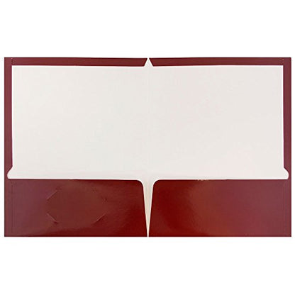 JAM PAPER Laminated Two Pocket Glossy School Folders - Letter Size - High Gloss Maroon Red - 6/Pack - color: Maroon, size: Pack of 6 Folders