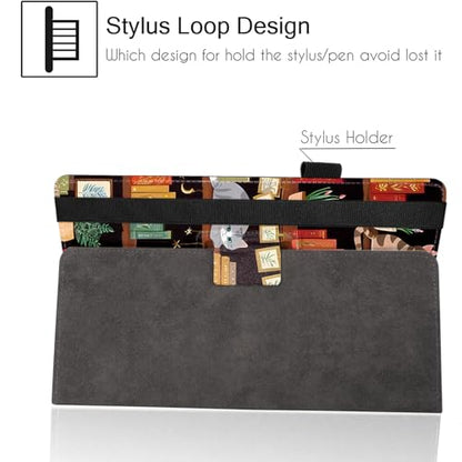 Universal 10 10.1 Inch Android Tablet Case,Slim Folding Stand Cover for All 9"-10.5" Touchscreen Tablet Case with Stylus Pen Holder,Bookshelf Cat - color: Bookshelf Cat