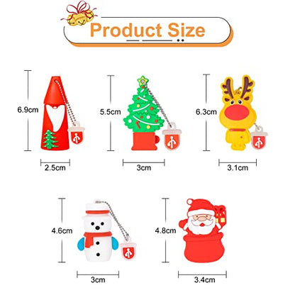 5 Pack USB Flash Drive Christmas Style 16GB New Year Gifts for Family and Friends, BorlterClamp USB 2.0 Drive Memory Stick of Santa Claus Christmas Tree Snowman Patterns Cute Pen Drive - color: Christmas Style 16GB*5
