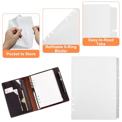 2 Pack A5 Pocket Dividers for 6 Ring Binder with 6 Tabs, Clear Side Open Organizer Sleeves for Cash, Cards, Photos - size: A5