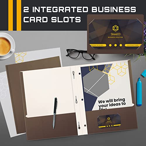 Better Office Products Brown Paper 2 Pocket Folders with Prongs, Matte Texture, Letter Size Paper Folders, 50 Pack, with 3 Metal Prong Fastener Clips, Brown - color: Brown