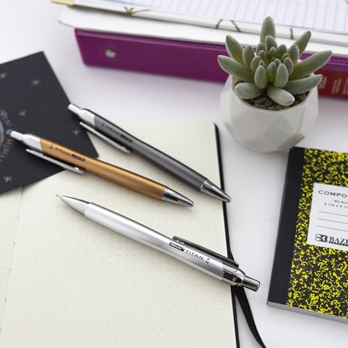 BAZIC Crystal Mechanical Pencil, 0.7 mm, Assorted, 4 Per Pack (701-24P) | click-advance, refillable, Eraser under cap, school, office, tests, notes, sketching - size: 1 Count (Pack of 1)