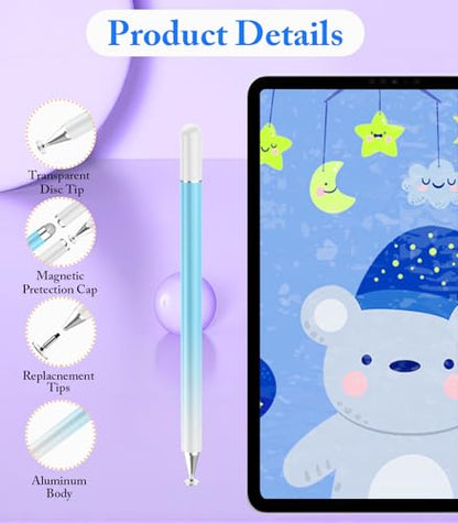 Stylus Pen for Touchscreen, Kenkor 2 in 1 Active iPad Pencil High Sensitivity & Precision, Stylus Pen for Nintendo Switch 2/iPhone/iPad/Samsung/Galaxy/Huawei/Surface, All Touch Screens - Pink+ Blue - color: Pink+Blue