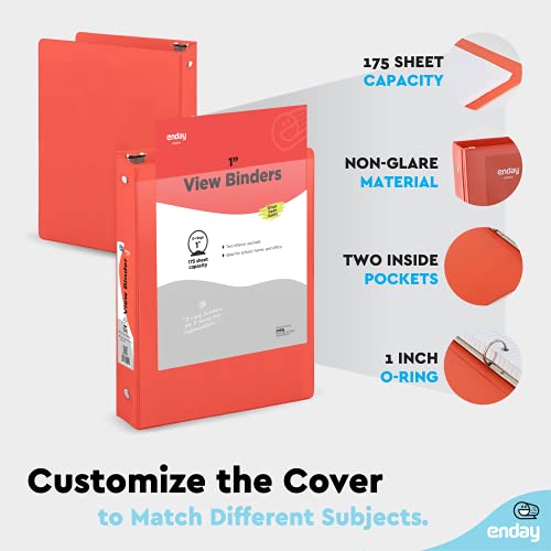 Enday 1 Inch Binder, Red 3 Ring Binder 1 Inch, Heavy Duty Three Ring Binder, 175 Sheets Capacity - One Inch Binder for Home School and Office - color: Red, size: 1-Inch