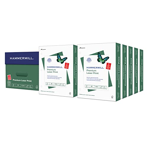 Hammermill Printer Paper, Premium Laser Print 24 lb, 3 Hole - 10 Ream (5,000 Sheets) - 98 Bright, Made in the USA, 107681C - size: 10 Ream | 5000 Sheets, style: 3 Hole (8.5x11)