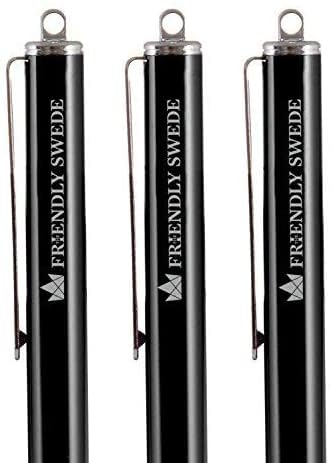 The Friendly Swede Extra Long Stylus Pen for Touchscreen — Set of 3 Thin-Tip High Precision Capacitive 7.3" Stylus Pens - Including Elastic Lanyards, 3 Replaceable Tips & Cleaning Cloth - Black - color: Black