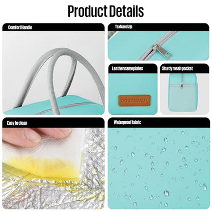 douyadady Lunch Bag&Box Women/Men Insulated&Reusable | Spacious Lightweight Waterproof Sturdy Durable Great Value For Office Work School Picnic Travel - color: Cyan