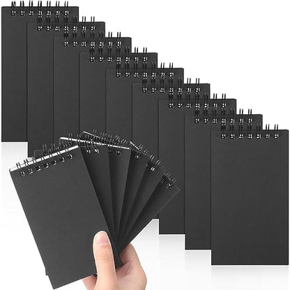 Tenceur 18 Pcs Pocket Notebook Bulk Small 3x5 Inch Spiral Notepads Mini Top Bound Notebook with Lined 120 Pages Ruled Memo Pads for Office College Nurse Essentials Back to School Gift - color: Black