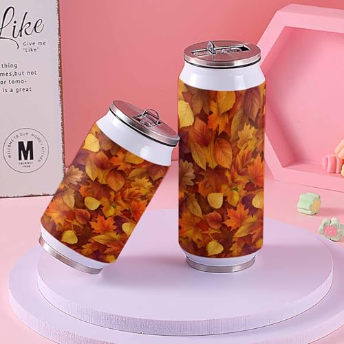 Autumn Leaves 10oz Stainless Steel Tumbler with Lid & Straw-Double Wall Vacuum Insulated Travel Mug Fall Botanical Yellow Maple Leaf Water Bottle Coffee Beverage Drinks Cup - size: 10 Ounces