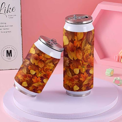 Autumn Leaves 10oz Stainless Steel Tumbler with Lid & Straw-Double Wall Vacuum Insulated Travel Mug Fall Botanical Yellow Maple Leaf Water Bottle Coffee Beverage Drinks Cup - size: 10 Ounces