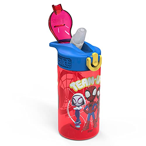 Zak Designs Marvel Spider-Man Kids Water Bottle with Spout Cover and Carrying Loop, Durable Plastic, Leak-Proof Water Bottle Design for Travel (16 oz, 2-Pack, Spidey and His Amazing Friends) - color: Spidey and His Amazing Friends 2pk