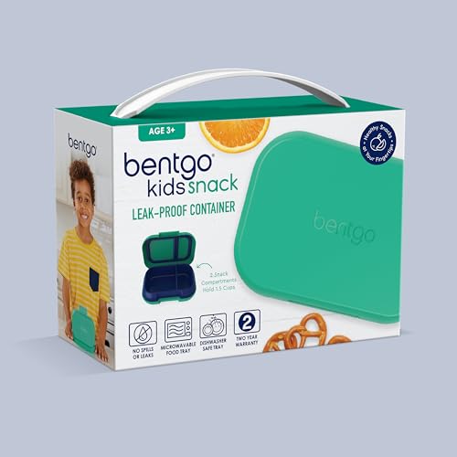 Bentgo Kids Snack Leak-Proof 2 Compartment Bento-Style Container | For Snacks & Small Meals, Easy-Open Latch, Dishwasher Safe, BPA-Free for School, Daycare, & Sports, Ages 3+ (Green/Navy) - color: Green/Navy