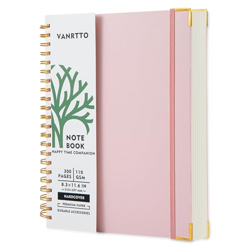 VANRTTO Hardcover Spiral Notebook 8.5x11 IN Notebooks College Ruled Pink | Hardcover Notebook of 110 GSM Lined Paper Notebooks for Work, School, 300 Pages A4 Notebooks College Ruled for Women and Men - color: A4 PINK, size: 8.5 x 11 IN A4