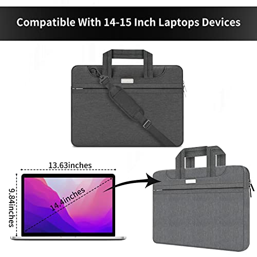 HESTECH 14 Inch Laptop Sleeve Bag Compatible with Apple Macbook Air 13in M3/MacBook Pro 14in M3 MAX/HP/Dell/Lenovo/Samsung/ASUS,Travel Laptop Shoulder Bag,BLACK - color: Black, size: 14"-15-15.4 inch