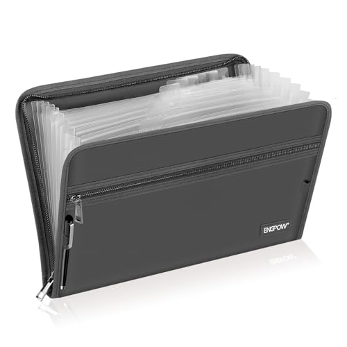 ENGPOW Accordion File Organizer,Fireproof 13 Pockets Expanding File Folder,Document Organizer Folder with Zipper＆Labels,Portable Home Travel Safe Storage for Letter A4 Files and More,Gray - color: Gray, size: 13 Standard Pockets