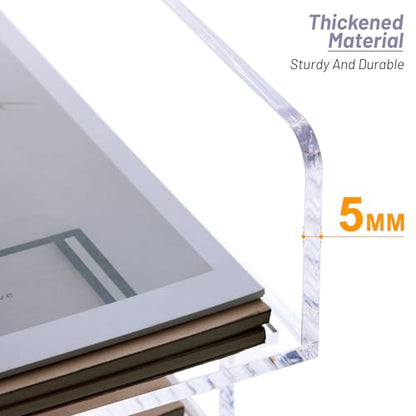 SANRUI Acrylic Paper Tray Organizer for Desk,Desk Organizers and Accessories,2 Pack Stackable Paper Organizer for Letter,Documents,Books,Magazines Crystal-Clear File Organizer - style: A4 Horizontal File Trays 2 Tier