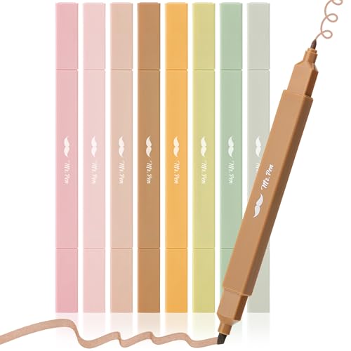Mr. Pen- Dual Tip Aesthetic Highlighters, 8 pcs, Chisel & Fine Tip | Cute Highlighters Assorted Colors for Journaling, Highlighting, Underlining, Fast Dry, Back to School Supplies - color: Earthy Tones, size: 8 Pack