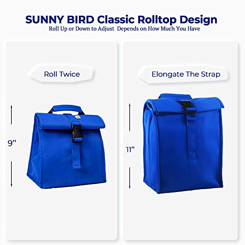 SUNNY BIRD Insulated Lunch Bag Rolltop Lunch Box (Blue) - color: Blue