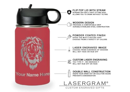 LaserGram Personalized Water Bottle, Grad Cap Class of 2023, 2024, 2025, 2026, 2027, Stainless Steel Double Wall Vacuum Insulated with Flip Top Straw, Custom Engraved Gift (12oz / 335ml Maroon) - color: Maroon, size: 12 Ounces