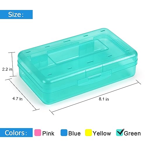 Tamaki 1 Pack Plastic Pencil Box Large Capacity, Light Green | Clear Boxes with Snap-tight Lid Stackable Design and Stylish Office Supplies Storage Organizer - color: Light Green