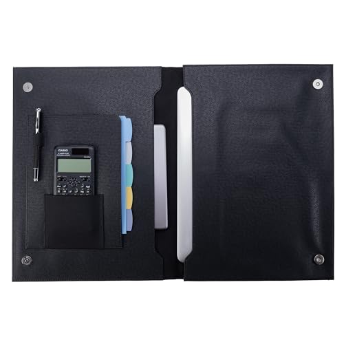 Case-it Folio Padded Laptop Sleeve | Faux Leather | Holds Up to 15 Inch Laptop | Microfiber Lined Gusseted Pocket | Internal Elastic Pocket | Laptop Protector | LAP-101-LL Black - color: LAP-101-LL-BLACK, size: 1 Pack